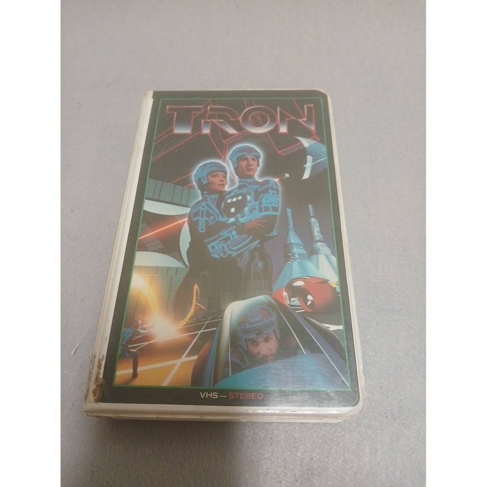 Tron (VHS, 1982) Jeff Bridges White OG Clamshell Disney Movie Legacy  Mold Free!